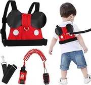 Lehoo Castle 4 in 1 Anti Lost Wrist Link Safety Harness, Toddler Harness Leash for Kids, Adjustable Walking Strap, 360° Rotation Baby Safety Harness with Lock (Red 01)
