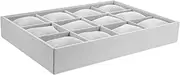 KOMBIUDA Watch Display Tray Jewelry Organizer 12 Compartment Soft Pillow Stylish Storage Grey