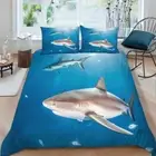 Great Undersea Overlord Shark 3D Quilt Duvet Doona Cover Set Pillow case Print
