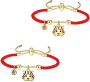 [LIFKOME] Cord Chain Bracelet Tiger Charm Braided Knot String for Men Women Custom Present