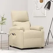 Stand up Massage Chair Cream Fabric,Electric Stand Up Massage Recliner Chair with Adjustable Backrest and Footrest for Elderly Electric Massaging Chairs