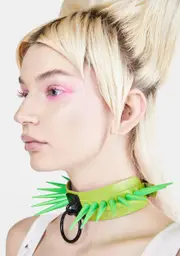 [NastyGem] Green Powerpunk Spiked Collar