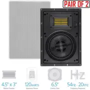 Pair 120W 2-Way 6.5" In Ceiling Wall Speakers Carbon Fiber Ribbon Tweeter