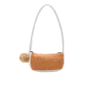 Fashion Exquisite Shopping Bag Casual Women Shoulder Bag Portable Woolen Clutch Commuter Hairball Pendant Totes