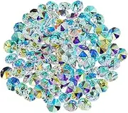 SOFPLATE 1 Box 120Pcs 14mm Crystal Glass Octagon Beads 2 Hole Prism Bead Bulk Colorful Chandelier Replacement Connector Suncatcher Faceted Spacer Bead for DIY Lamp Hanging Ornament Pendant Jewelry