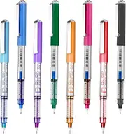 EYEYE Liquid Ink Rollerball Pens, 0.5mm Extra Fine Point Needle Tip, 8 Colors Rollerball Pens Quick Drying, Rolling Pen Smooth Writing for Drawing, Coloring, Journaling, Note Taking, Office Supplies