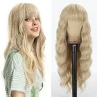 Brown Blonde Wig with Bangs Long Curly Brown Wig with Blonde Highlights Long ...