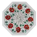 12" marble Inlay corner Side table top semi precious stones Handmade work