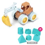 【KIDMATE】環保麥稈挖土機(兒童玩沙工具 沙灘玩具組 沙灘組怪手車 贈城堡沙模6入組)