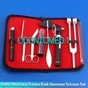 Led Fiber Optic Otoscope Tuning Fork C128 Reflex Hammer Bandage Scissors Black