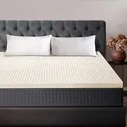 Mona Bedding Pure Natural Latex Mattress Topper, 7 Zone Bed Mattress Protector Pad with Removable Cover Breathable Air Cells Underlay Protector Mat 5cm Thick Queen Size Q 203cm x 153cm