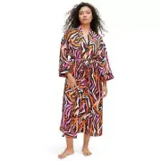 Diane Von Furstenberg X Target Long Robe Medium Pink Zebra Print DVF