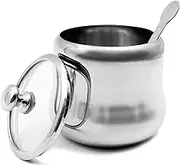 300ml Stainless Steel Sugar Bowl with Lid and Spoon 10 OZ Coffee Seasoning Jar Condiment Pot Spice Container Canister Cruet with Lid and Spoon (Style B)