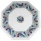 12" white marble table top center coffee home decor inlay malachite bird
