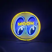 Moon And Eye Neon Sign Open Room Bar Shop Glass Custom Visual Neon Light 17"x17"
