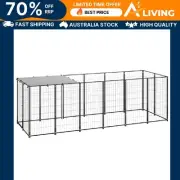Dog Kennel Black 330x110x110 cm Steel Outdoor Pet House Large Dog Shelter 50782