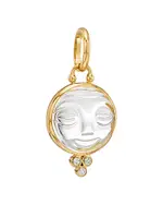 Temple St. Clair 18K Yellow Gold Medium Carved Crystal Moonface Pendant with Diamonds