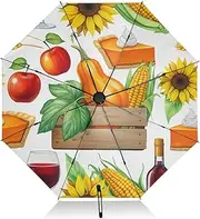 [RPLIFE] Compact Umbrella, Windproof Umbrella, Automatic Open/close, Compact Size for Women Backpacks/Handbags, Autumn Harvest Pumpkins