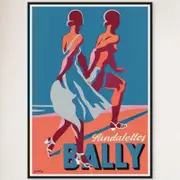 Galrie Bally Sandalettes Vintage 1950s Advertising Poster - Timeless Fashion Art Decor, Black Frame, 70 x 100cm (28 x 40inch)