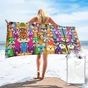 Oil Cute Schnauzer Dogs print Super Absorbent Bath Towel,Large Quick Dry Towel,Soft Microfiber Towel for Beach, Gym, Camping