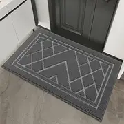 Welcome Door Mats for Outdoor Entrance Interior Mat Low Profile Non Slip Doormat, 45X80cm, Pet Mats Light Grey