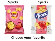 Potato chips 5 x Lay's and 5 x LUX with crab flavor
