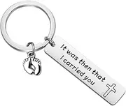 [BNQL] It was Then That I Carried You Bracelet Keychain with Footprints Charm