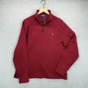 Polo Ralph Lauren Estate Rib 1/4 zip Holiday Red Pullover Men’s Size Large NWT!