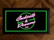 Bar runner mat - Cocktails & Dreams 1980's Green Neon counter mat home bars