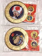 NEW - Set of 2 Super Mario Wonderball Coins BOWSER Jr. & TOAD Coin