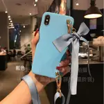 GMO特價出清多件 小米紅米 NOTE 8T 6.3吋 斜背頸掛側背蝴蝶結手機套手機殼 藍色 保護套保護殼防摔套防摔殼