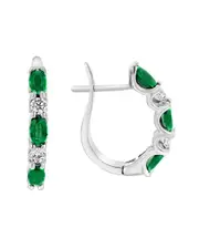 Diana M. Fine Jewelry 14K 2.00 ct. tw. Diamond & Emerald Hoops
