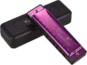 zolyet Key of C Diatonic Harmonica Mouthorgan with ABS Reeds Mirror Surface Design 10 Holes Blues Harmonica Perfect for Beginners Professional Students Kid Purple Purple