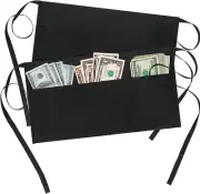 BOHARERS 2 Pack Waitress Apron with 3 Pockets - Black Server Aprons - Waiter