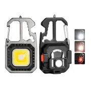 Mini COB LED Flashlight Keychain Lights Screwdriver Emergency Wrench Hammer Portable Key Ring Work Light Torch Outdoor C
