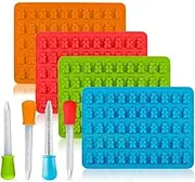 Gummy-Bear Silicone Fondant Molds with Dropper - MissZM, Candy Jelly Decoration Baking Tools, Ice Trays for Jelly Chocolate Soap Cake Wax, Available in Oven Fridge Microwave Freezer (4 Colors-50)