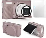 [VOVMOEYA] SX740 Camera Case Accessory Kit [with 2 LCD Hard Films] Silicone Protective Case Compatible with Canon PowerShot SX730 SX740 HS Digital Camera - Grey