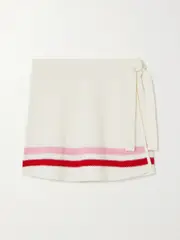 [THE UPSIDE] THE UPSIDE - Salima Striped Cotton Mini Wrap Skirt - White - large large White