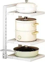 Pots and Pans Organizer, Kitchenware Storage Rack Under Cabinet, Cutting Board Pot Lid Storage Rack Pan Holder under Sink, Adjustable Kitchen Metal Heavy Duty Pan Organizer (White)