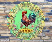 10" Rooster Chicken Farmhouse Hanging Wind Spinner Yard Decor 3D Kinetic rws-004