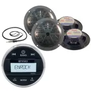 Enrock Marine Round Bluetooth AUX AM FM Radio/Antenna,5.25"Black Marine Speakers