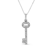 0.25 CT. T.W. Natural Diamond Key Pendant in 14K White Gold