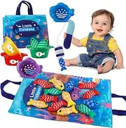 Cmiolacuna Montessori Toys for 1 Year Old, 1 2 Year Old Boys Girls Gifts, Baby Toys 6 to12-18 Months Cloth Fishing Game with Baby Stacking Cups