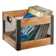 Vinyl Storage Crate, Wooden Record Holder - Album Shelf Cube Container for St...