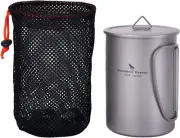 Titanium Cup Mug with Lid Collapsible Folding Handle Lightweight Portable Drinkw