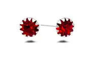 Solid 925 Sterling Silver Crystal Studs Red