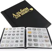 TsunNee Coin Collection Album 250 Pockets, Leather Cover Coin Collection Holder Book, Coin Storage Album with 2 Size Pockets for Coin Collectors