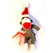 Galerie Christmas Sock Monkey w/ Candy Canes 9" Plush Monkey NWT Plush Toy
