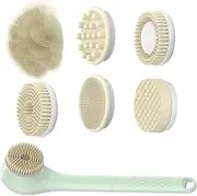 LeoLeozz Electric Back Scrubber, Massage Brush for Body Cleaning, Electric Bath Brush, Back Scrubber with Long Handle, Comfortable, Waterproof, for Men & Women (Green)