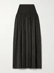 [Zimmermann] Zimmermann - Crush Gathered Metallic Stretch-knit Midi Skirt - Black - 3 3 Black